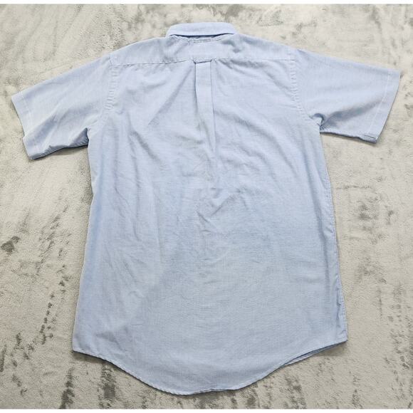 Vintage 90s Lands End Shirt Men L/16 Blue Oxford Short Sleeve Button Down Office - Picture 2 of 9